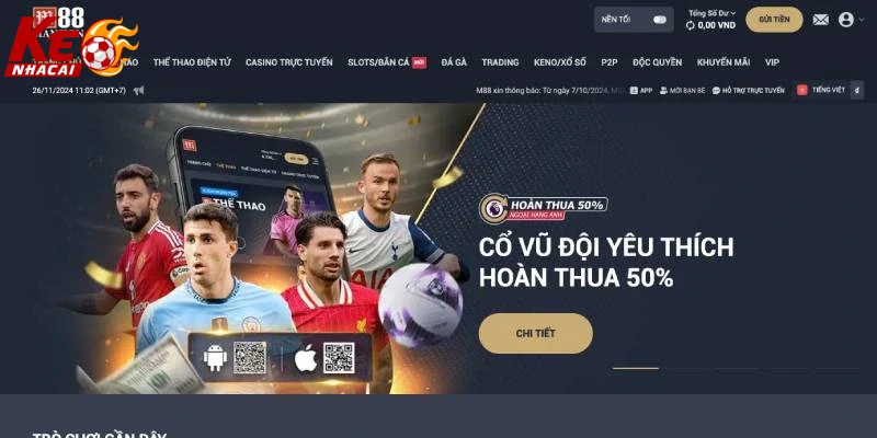 Ảnh banner các chương trình khuyến mãi nổi bật tại m88